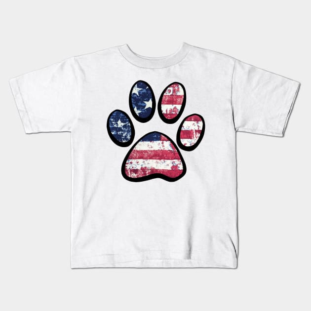 Patriotic Paw Print Kids T-Shirt by ARTWORKandBEYOND